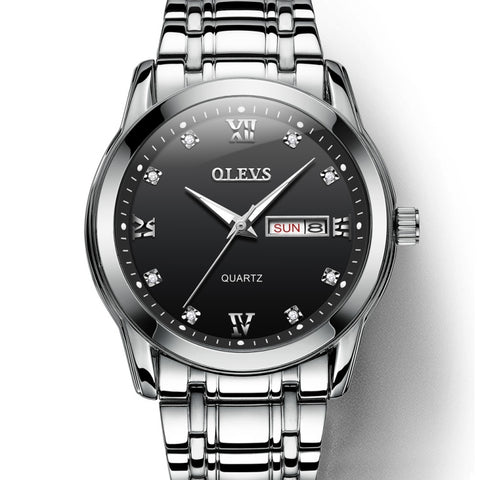 OLEVS 8691 Men Business Luminous Dual Calendar Design Waterproof Quartz Watch, OLEVS 8691 Quartz Watch (Black)