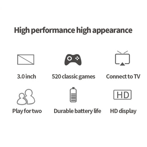 S8 3.0 inch Screen Classic Handheld Game Console Built-in 520 Games, S8 / Army Green, S8 / Black, S8 / Blue