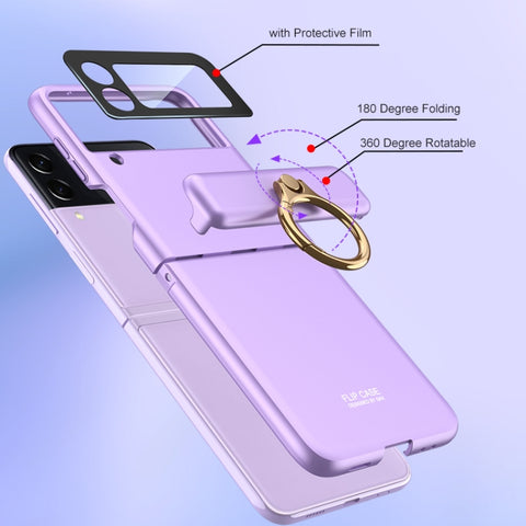 GKK Magnetic Hinged Flip Case with Ring Holder, For Samsung Galaxy Z Flip3 5G