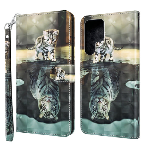 3D Painting Pattern TPU + PU Leather Phone Case, For Samsung Galaxy S22 Ultra 5G