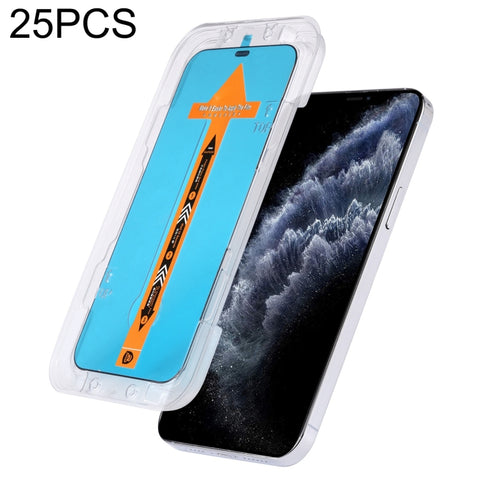 For iPhone 17e / 16e / 13 / 13 Pro 25pcs Fast Attach Dust-proof Anti-static Tempered Glass Film, For iPhone 13 mini (25PCS), For iPhone 17e / 16e / 13 / 13 Pro (25PCS), For iPhone 13 Pro Max (25PCS), For iPhone 12 mini(25PCS)                           ...