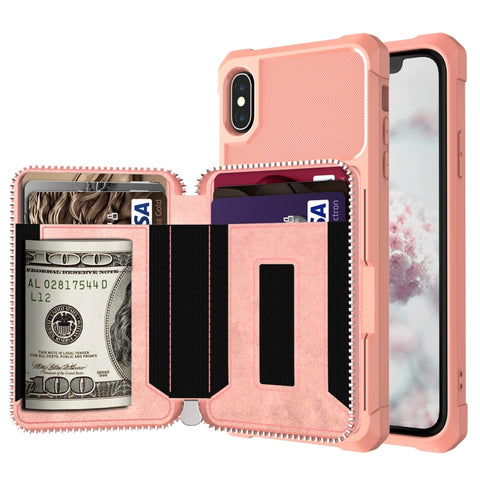Zipper Wallet Card Bag PU Back Case, For iPhone 12 mini, For iPhone 12 / 12 Pro, For iPhone 12 Pro Max, For iPhone 11 Pro, For iPhone 11 Pro Max, For iPhone XR, For iPhone XS Max, For iPhone SE 2022 / SE 2020 / 7 / 8 / 6 / 6s                           ...