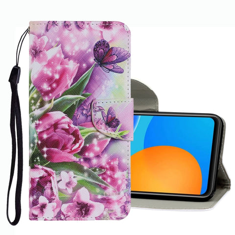 Coloured Drawing Pattern Leather Phone Case, For OPPO A16, For Huawei P Smart 2021, For vivo Y21