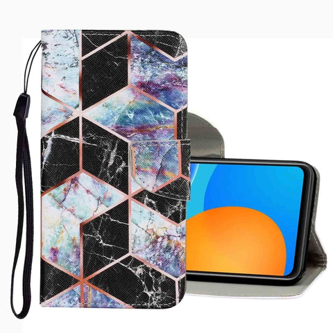 Coloured Drawing Pattern Leather Phone Case, For OPPO A16, For Huawei P Smart 2021, For vivo Y21