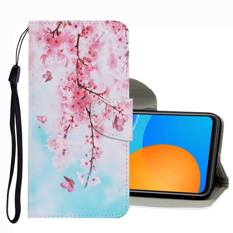 Coloured Drawing Pattern Leather Phone Case, For OPPO A16, For Huawei P Smart 2021, For vivo Y21
