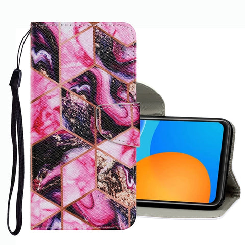 Coloured Drawing Pattern Leather Phone Case, For OPPO A16, For Huawei P Smart 2021, For vivo Y21