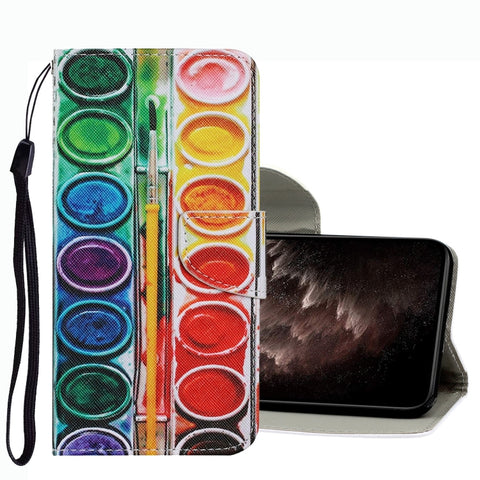 Coloured Drawing Pattern Leather Phone Case, For OPPO A16, For Huawei P Smart 2021, For vivo Y21