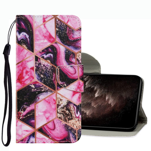 Coloured Drawing Pattern Leather Phone Case, For OPPO A16, For Huawei P Smart 2021, For vivo Y21