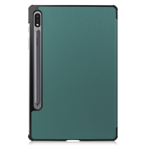Three-folding Holder Custer Texture Leather Tablet Case, For Samsung Galaxy Tab S8
