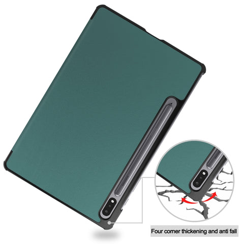 Three-folding Holder Custer Texture Leather Tablet Case, For Samsung Galaxy Tab S8