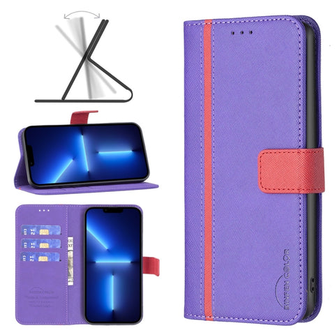 BF13 Color Matching Cross Texture Leather Phone Case, For iPhone 13 Pro Max