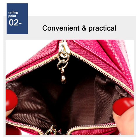 Litchi Texture Cowhide Hand Held Small Wallet for Ladies