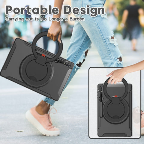 360 Rotation Handle Grip TPU + PC Tablet Case, For Samsung Galaxy Tab S10 Ultra / S9 Ultra /  S8 Ultra