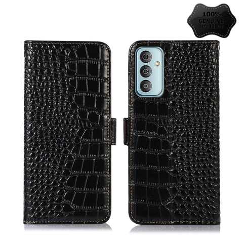Crocodile Top Layer Cowhide Leather Phone Case, For Alcatel 1B 2022, For Nokia X100, For OPPO Reno7 4G Global/F21 Pro 4G, For Xiaomi Redmi 10A / 9C, For Samsung Galaxy F23 5G / M23, For Samsung Galaxy M33 5G, For Samsung Galaxy M53 5G, For Xiaomi 12 Pr...