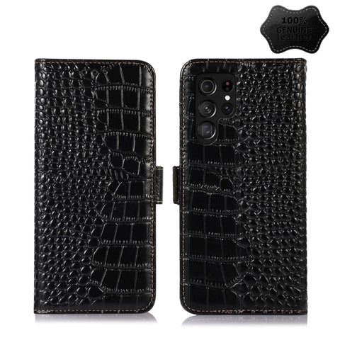 Crocodile Top Layer Cowhide Leather Phone Case, For Alcatel 1B 2022, For Nokia X100, For OPPO Reno7 4G Global/F21 Pro 4G, For Xiaomi Redmi 10A / 9C, For Samsung Galaxy F23 5G / M23, For Samsung Galaxy M33 5G, For Samsung Galaxy M53 5G, For Xiaomi 12 Pr...