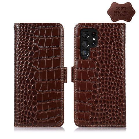 Crocodile Top Layer Cowhide Leather Phone Case, For Alcatel 1B 2022, For Nokia X100, For OPPO Reno7 4G Global/F21 Pro 4G, For Xiaomi Redmi 10A / 9C, For Samsung Galaxy F23 5G / M23, For Samsung Galaxy M33 5G, For Samsung Galaxy M53 5G, For Xiaomi 12 Pr...