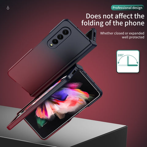 Gradient Color Hinge Flip Phone Case, For Samsung Galaxy Z Fold3 5G Without Film, For Samsung Galaxy Z Fold3 5G With Film