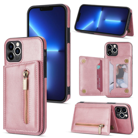 Zipper Card Holder Phone Case, For iPhone 11 Pro Max, For iPhone X / XS, For iPhone XR, For iPhone XS Max, For iPhone SE 2022 / 2020 / 8 / 7, For iPhone 8 Plus / 7 Plus, For iPhone 12 Pro, For iPhone 12 mini