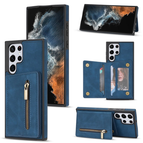 Zipper Card Holder Phone Case, For Samsung Galaxy S22 Ultra 5G, For Samsung Galaxy A53 5G
