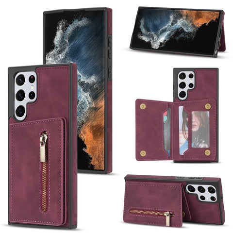 Zipper Card Holder Phone Case, For Samsung Galaxy S22 Ultra 5G, For Samsung Galaxy A53 5G