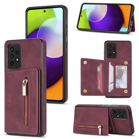 Zipper Card Holder Phone Case, For Samsung Galaxy S22 Ultra 5G, For Samsung Galaxy A53 5G