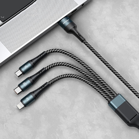 awei CL-972 Type-C / USB-C + 8 Pin + Micro USB 3 In 1 Fast Charging Data Cable, Length: 1.2m