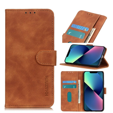 KHAZNEH Retro Texture Leather Phone Case, For iPhone 14, For iPhone 14 Plus, For iPhone 14 Pro, For iPhone 14 Pro Max