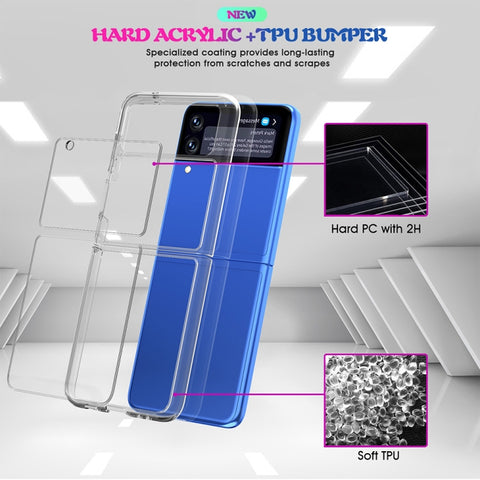 Simple All-inclusive Clear Crystal Acrylic +TPU Shockproof Case, For Samsung Galaxy Z Flip4 5G