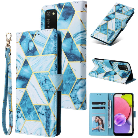 Marble Bronzing Stitching Leather Phone Case, For Samsung Galaxy A03s EU Version, For Samsung Galaxy A13 4G, For Samsung Galaxy A23
