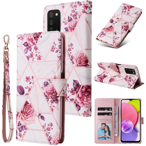 Marble Bronzing Stitching Leather Phone Case, For Samsung Galaxy A03s EU Version, For Samsung Galaxy A13 4G, For Samsung Galaxy A23