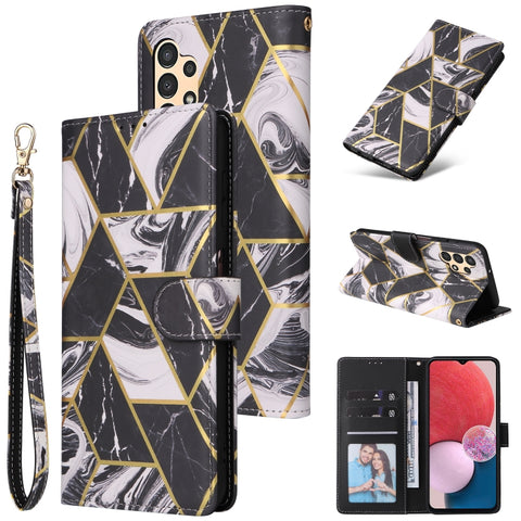 Marble Bronzing Stitching Leather Phone Case, For Samsung Galaxy A03s EU Version, For Samsung Galaxy A13 4G, For Samsung Galaxy A23