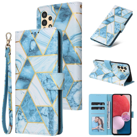 Marble Bronzing Stitching Leather Phone Case, For Samsung Galaxy A03s EU Version, For Samsung Galaxy A13 4G, For Samsung Galaxy A23