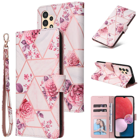 Marble Bronzing Stitching Leather Phone Case, For Samsung Galaxy A03s EU Version, For Samsung Galaxy A13 4G, For Samsung Galaxy A23