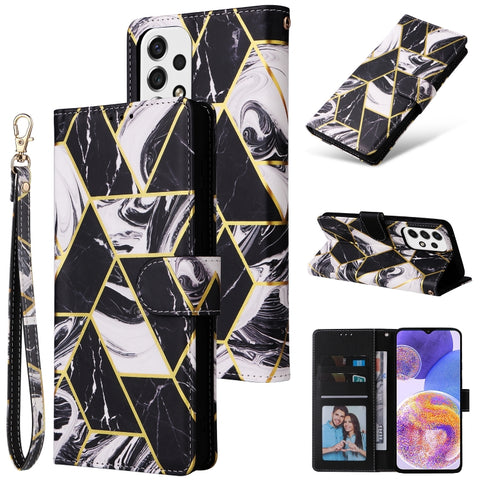 Marble Bronzing Stitching Leather Phone Case, For Samsung Galaxy A03s EU Version, For Samsung Galaxy A13 4G, For Samsung Galaxy A23