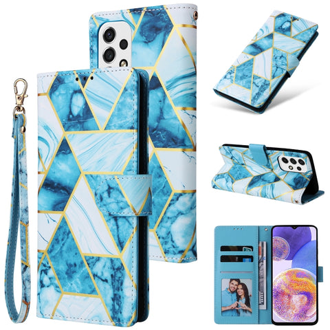 Marble Bronzing Stitching Leather Phone Case, For Samsung Galaxy A03s EU Version, For Samsung Galaxy A13 4G, For Samsung Galaxy A23