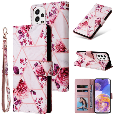 Marble Bronzing Stitching Leather Phone Case, For Samsung Galaxy A03s EU Version, For Samsung Galaxy A13 4G, For Samsung Galaxy A23