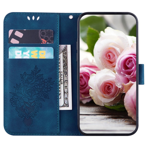 Butterfly Rose Embossed Leather Phone Case, For Samsung Galaxy A12 5G, For Samsung Galaxy A21s, For Samsung Galaxy A22 4G, For Samsung Galaxy A31, For Samsung Galaxy A32 4G, For Samsung Galaxy A32 5G, For Samsung Galaxy A42 5G