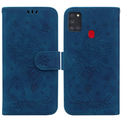 Butterfly Rose Embossed Leather Phone Case, For Samsung Galaxy A12 5G, For Samsung Galaxy A21s, For Samsung Galaxy A22 4G, For Samsung Galaxy A31, For Samsung Galaxy A32 4G, For Samsung Galaxy A32 5G, For Samsung Galaxy A42 5G