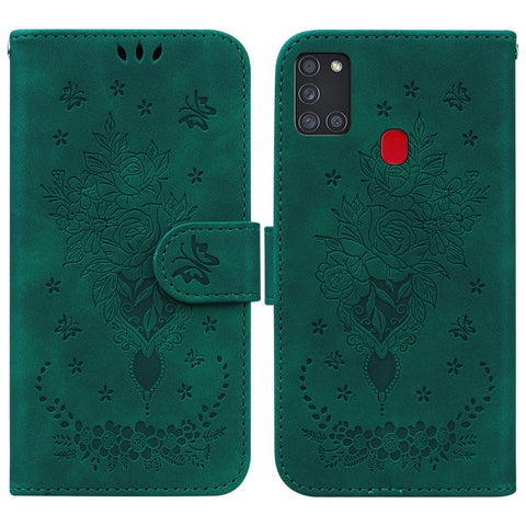 Butterfly Rose Embossed Leather Phone Case, For Samsung Galaxy A12 5G, For Samsung Galaxy A21s, For Samsung Galaxy A22 4G, For Samsung Galaxy A31, For Samsung Galaxy A32 4G, For Samsung Galaxy A32 5G, For Samsung Galaxy A42 5G