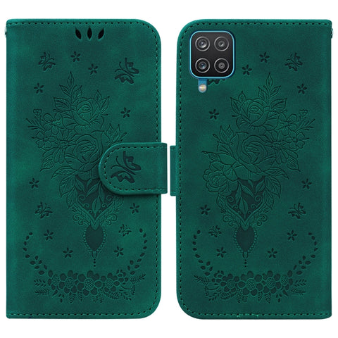 Butterfly Rose Embossed Leather Phone Case, For Samsung Galaxy A12 5G, For Samsung Galaxy A21s, For Samsung Galaxy A22 4G, For Samsung Galaxy A31, For Samsung Galaxy A32 4G, For Samsung Galaxy A32 5G, For Samsung Galaxy A42 5G
