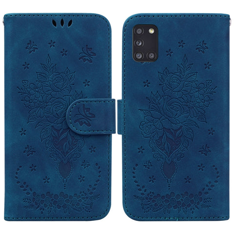 Butterfly Rose Embossed Leather Phone Case, For Samsung Galaxy A12 5G, For Samsung Galaxy A21s, For Samsung Galaxy A22 4G, For Samsung Galaxy A31, For Samsung Galaxy A32 4G, For Samsung Galaxy A32 5G, For Samsung Galaxy A42 5G