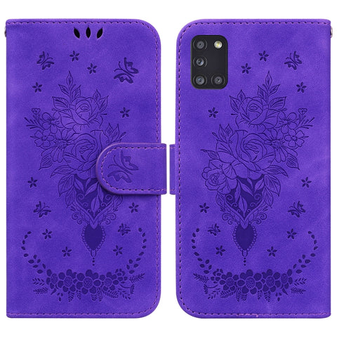 Butterfly Rose Embossed Leather Phone Case, For Samsung Galaxy A12 5G, For Samsung Galaxy A21s, For Samsung Galaxy A22 4G, For Samsung Galaxy A31, For Samsung Galaxy A32 4G, For Samsung Galaxy A32 5G, For Samsung Galaxy A42 5G