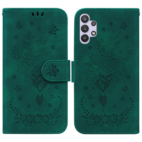Butterfly Rose Embossed Leather Phone Case, For Samsung Galaxy A12 5G, For Samsung Galaxy A21s, For Samsung Galaxy A22 4G, For Samsung Galaxy A31, For Samsung Galaxy A32 4G, For Samsung Galaxy A32 5G, For Samsung Galaxy A42 5G