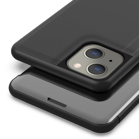 Plated Mirror Horizontal Flip Leather Phone Case with Holder, For iPhone 14, For iPhone 14 Plus, For iPhone 14 Pro, For iPhone 14 Pro Max