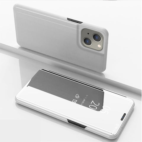 Plated Mirror Horizontal Flip Leather Phone Case with Holder, For iPhone 14, For iPhone 14 Plus, For iPhone 14 Pro, For iPhone 14 Pro Max