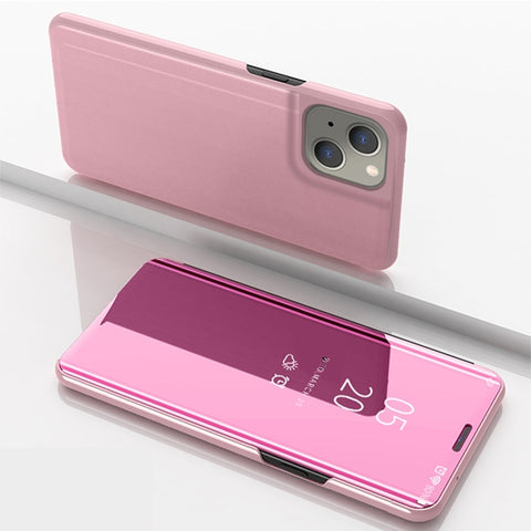 Plated Mirror Horizontal Flip Leather Phone Case with Holder, For iPhone 14, For iPhone 14 Plus, For iPhone 14 Pro, For iPhone 14 Pro Max