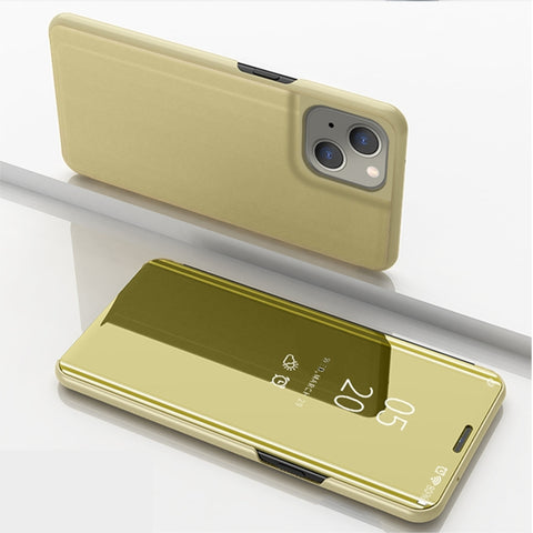 Plated Mirror Horizontal Flip Leather Phone Case with Holder, For iPhone 14, For iPhone 14 Plus, For iPhone 14 Pro, For iPhone 14 Pro Max