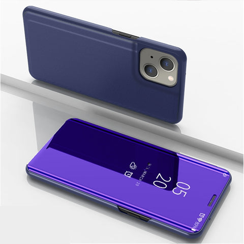 Plated Mirror Horizontal Flip Leather Phone Case with Holder, For iPhone 14, For iPhone 14 Plus, For iPhone 14 Pro, For iPhone 14 Pro Max