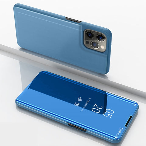 Plated Mirror Horizontal Flip Leather Phone Case with Holder, For iPhone 14, For iPhone 14 Plus, For iPhone 14 Pro, For iPhone 14 Pro Max