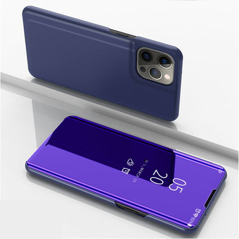 Plated Mirror Horizontal Flip Leather Phone Case with Holder, For iPhone 14, For iPhone 14 Plus, For iPhone 14 Pro, For iPhone 14 Pro Max